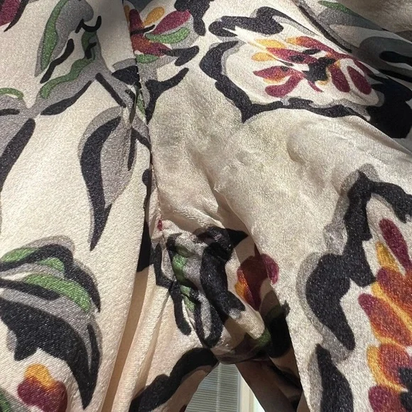 Rodarte White and Burgundy Floral Print Silk Charmeuse Blouse with Collar | FW16 - Picture 14 of 16